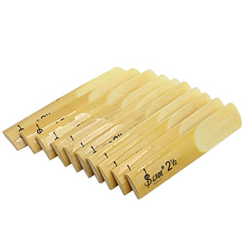 The Best DealOriGlam 10pcs Alto Sax Saxophone Reeds 2.5 Reed, Alto bE Saxophone Reeds Lade Bamboo 2-1/2 Reed Strength 2.5 for Clarinet, Soprano or Alto Sax
