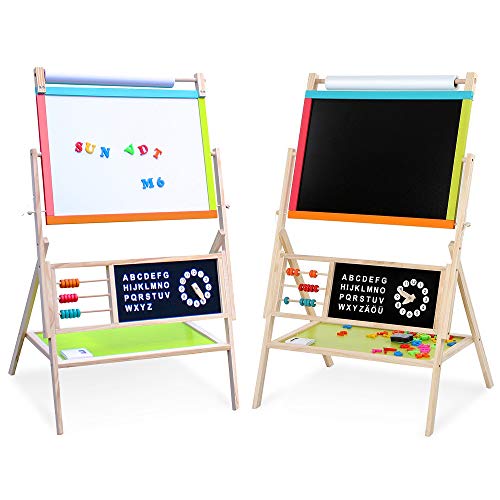 Nemore Easel for Kids All-in-One Multifunction Wooden Art Easel for Kids with Accessories for Kids Toddlers Boys and Girls