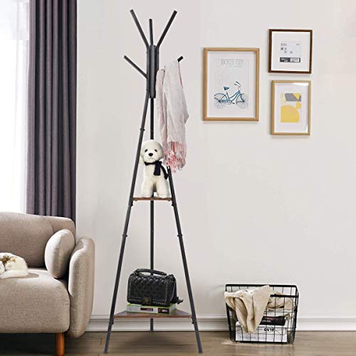 KINGSO Coat Rack Stand, Coat Tree, Hall Tree Free Standing,