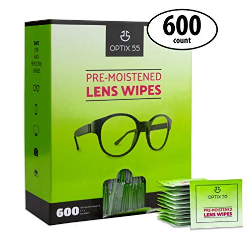 Eyeglass Cleaner Lens Wipes - 600 Pre-Moistened Individual Wrapped Packets in Hangable Box for Wall | Glasses Cleaner Wipe Safely Cleans Eye Glasses, Sunglasses, Screens & Electronics | Streak-Free