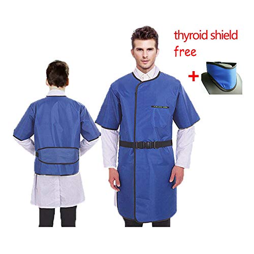 YTFLOT Upgrade 0.5mmpb Xray Lead Apron with Thyroid Shield Collar X-ray Protection Lead Apron Shield Vest Half Sleeves with Belt L Size Dental Lab Apron Radiation Protection Lightweight