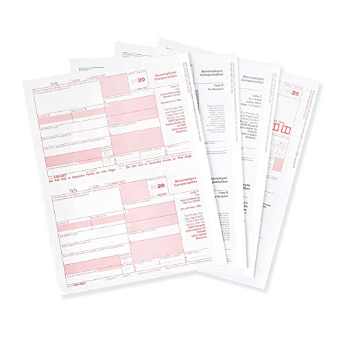 Blue Summit Supplies 1099 NEC Tax Forms 2020, 100 5 Part Tax Forms Kit, Compatible with QuickBooks and Accounting Software, 100 Pack