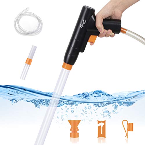 Aquarium Gravel Cleaner, New Quick Water Changer with Air-Pressing Button Fish Tank Sand Cleaner Kit Aquarium Siphon Vacuum Cleaner with Water Hose Controller Clamp