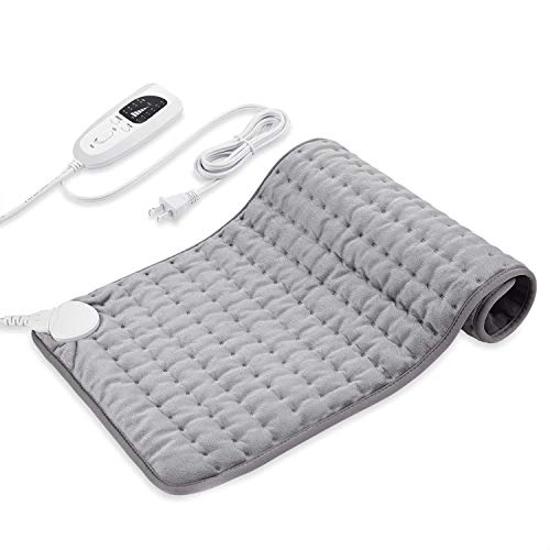 Dekugaa Heating Pad, Electric Heating Pad for Moist & Dry Heat, 6 Electric Temperature Options, 4 Temperature Settings-Auto Shut Off -King Size 12' x 24'-Hot Heated Pad (Silver Gray)