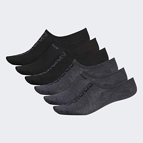 adidas Men's Superlite Linear Super No Show Socks (6-Pair), Black - Onix Marl/Black Black/Black - Onix Marl/Onix, Large, (Shoe Size 6-12)