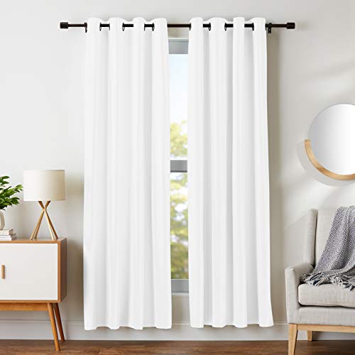 AmazonBasics Room Darkening Blackout Window Curtains with Grommets - 52' x 84', White, 2 Panels