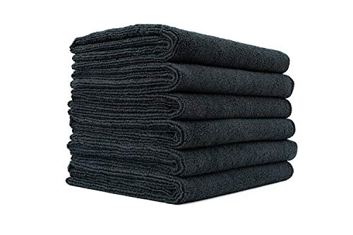 The Rag Company (6 Pack 16 in. x 27 in. Spa, Gym, Yoga, Exercise, Fitness, Sport and Workout Towel - Ultra Soft, Super Absorbent, Fast Drying Premium Weight Microfiber Terry - Black