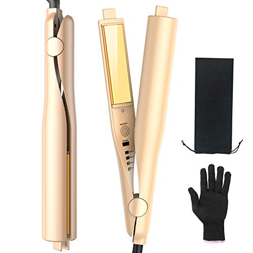 2 in 1 Hair Straightener and Curler Twist Straightening Curling Iron Professional Flat Iron Hair Styling Tools with Salon High Heat 450℉ Dual Voltage 3D Concave and Convex Titanium Plated 1 Inch