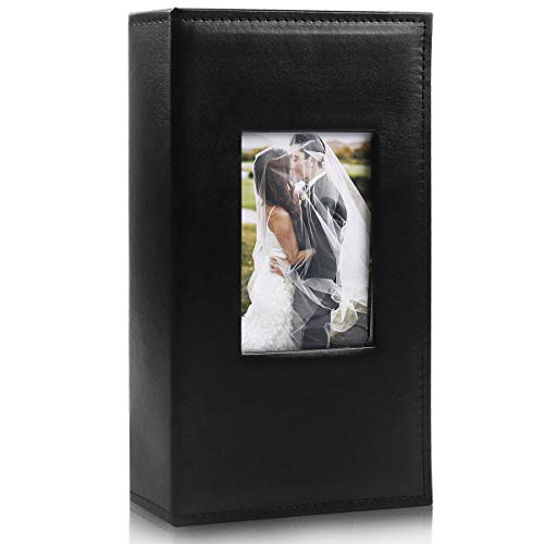 RECUTMS Photo Album 4x6 300 Pockets Black Premium Leather Cover 4x6 Photo Sleeves Boy Girl Family Small Photo Albums Photo Albums Book Horizontal Photo Picture Wedding Anniversary (Black)