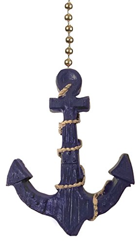 Nautical Anchor w/Rope Ceiling Fan Pull Light Chain Ornament (Blue)