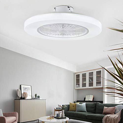 Orillon 22'' Thin Modern Ceiling Fan with Light for Indoor Kitchen Bathroom Bedroom,Remote LED 3 Color Lighting Low Profile Flush Mount Quiet Electric Fan with 4 ABS Blades and Plastic Cover,White