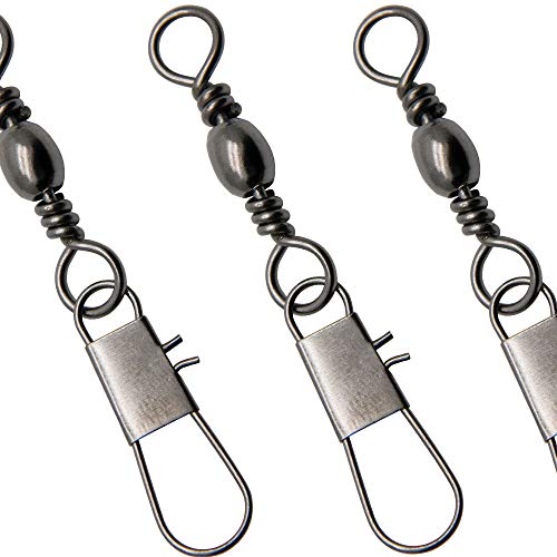 Dr.Fish 50-Pack Fishing Barrel Swivel with Interlock Snaps Size 10 30Lb 100% Stainless Steel Copper Corrosion Resistance