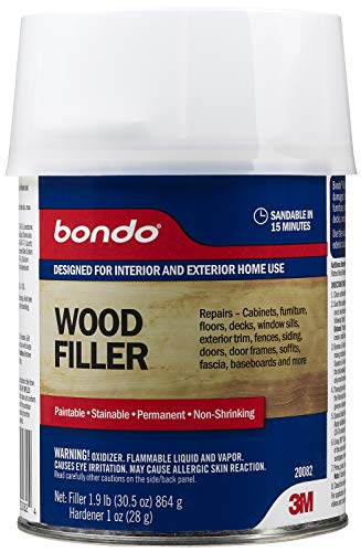 Bondo Home Solutions Wood Filler, Sandable in 15 min, 1.9 lbs with 1 oz Hardener