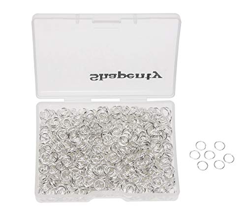 Shapenty 1000PCS Silver Plated Iron Open Jump Rings Connectors Bulk for DIY Craft Earring Necklace Bracelet Pendant Choker Jewelry Making Findings and Key Ring Chain Accessories (Silver, 6mm)