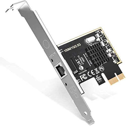 2.5GBase-T PCIe Network Adapter with 1 Port, 2500/1000/100Mbps PCI Express Gigabit Ethernet Card RJ45 LAN Controller Support Windows Server/Windows/Linux, Standard and Low-Profile Brackets Included