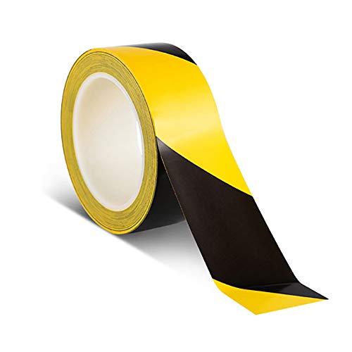 Black & Yellow Adhesive Warning Tape 1.8inch27Yards High Visibility Barricade Adhesive Tape Hazard Warning Safety Stripe Tape Marking Tape Floor Splicing Tape PVC Safety Tape