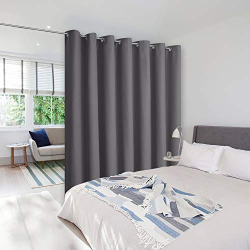 NICETOWN Room Divider Curtain Screen Partitions, Thermal Insulated Blackout Patio Door Curtain Panel, Sliding Door Curtains (Single Panel, 8.3ft Wide by 7ft Long Inches, Gray)