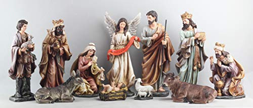 Catholic Gifts Holy Family Christmas Nativity Ornate Style Scene 8 Inch 11-Piece Set