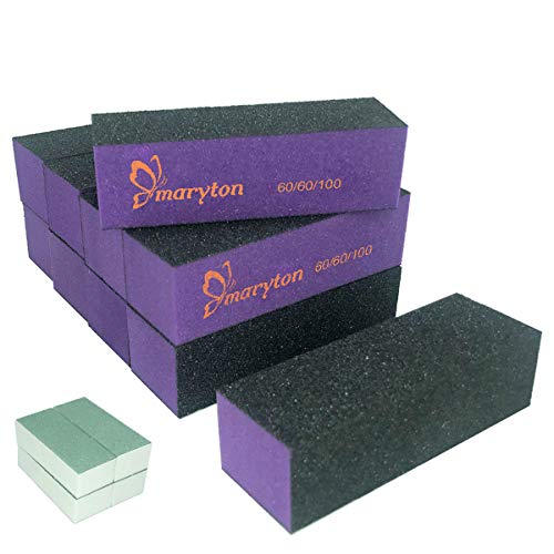 Nail Buffer Sanding Block Polisher Buffing File 60/100 Grit Nail Art Pedicure Manicure Tool 10 PCS (Black Purple)
