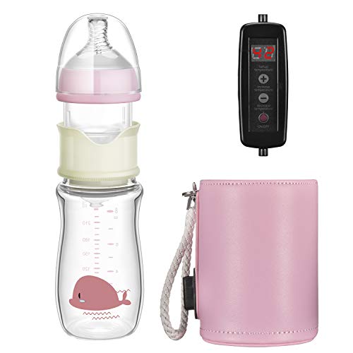 Heating constant temperature baby glass bottles8OZ(240ML),baby bottle mixer/formula mixing bottle/baby bottle with formula dispenser,Suitable for breast milk and infant formula