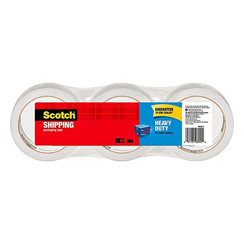 Scotch Heavy Duty Shipping Packaging Tape, 1.88' x 54.6 Yards, 3' Core, Clear, Great for Packing, Shipping & Moving, 3 Rolls (3850-3)