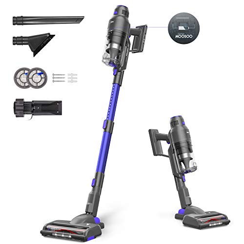 MOOSOO Cordless Vacuum Cleaner, Featuring Smart Sensor Tech, Powerful 22 Kpa Stick Vacuum with Multi-Cone Cyclone. Over 40 Minutes Runtime with Efficient Brushless Motor for Deep Cleaning Carpet Pet