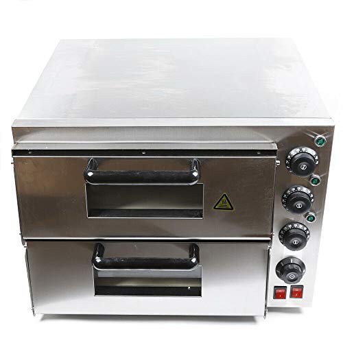 Pizza Oven Eletric Double Deck Pizza Making Machine - 110V 3KW Commercial Kitchen Countertop Oven Toaster Baking Bread (Double Deck/3KW)