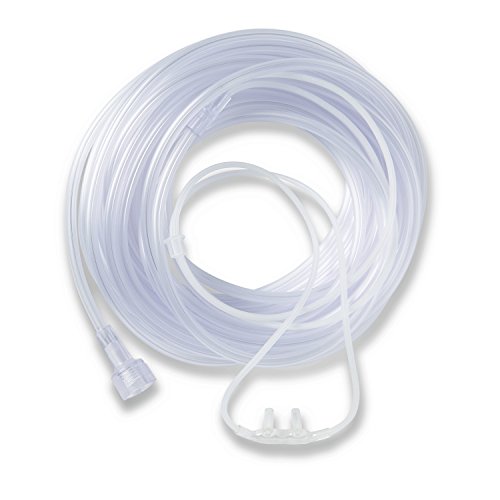 Medline Supersoft Nasal Oxygen Cannula, Universal Connector, 4-Foot Tubing, Adult Size, Pack of 50