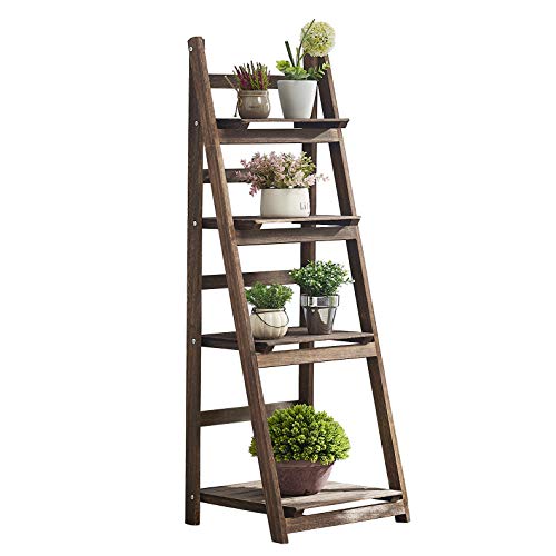 RHF 44' Foldable Plant Shelf,Plant Stand,Indoor Flower Pot Holder,Flower Pot Ladder,Folding A Frame Display Shelf,Patio Rustic Wood Stand with Shelves,4 Tier Stand Outdoor,Pot Rack, Free Standing