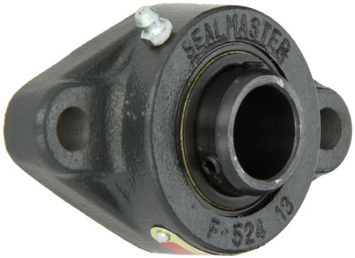 Sealmaster SFT-16 Standard Duty Flange Cartridge Unit, 2 Bolt, Regreasable, Felt Seals, Setscrew Locking Collar, Cast Iron Housing, 1' Bore, 4-7/8' Overall Length, 3-57/64' Bolt Hole Spacing Width, 17/32' Flange Height, ±2 Degrees Misalignment Angle