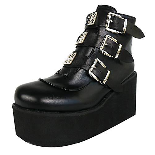 CELNEPHO Womens High Platform Ankle Boots Wedges Chunky High Heel Knight Boots Round Toe Non-Slip Combat Boots for Women