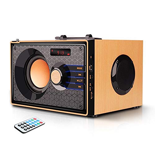 Portable Bluetooth Speakers Wireless Clear Audio Rich Bass Outdoor Party Speaker Stereo Sound Retro Desktop Speakers with Subwoofer FM Radio AUX MP3 Player Remote Control for Phone PC Android Home TV