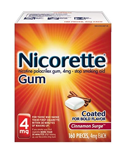 Nicorette 4mg Nicotine Gum to Quit Smoking - Cinnamon Surge Flavored Stop Smoking Aid, 160 Count