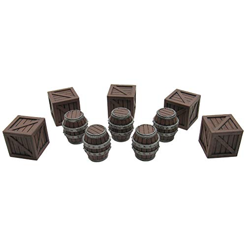 Crates and Barrels, 3D Printed Tabletop RPG Scenery and Wargame Terrain for 40mm Miniatures