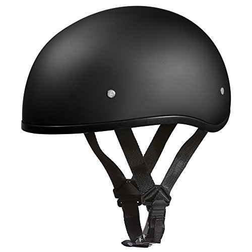 Daytona Helmets Motorcycle Half Helmet Skull Cap- Dull Black W/O Visor 100% DOT Approved