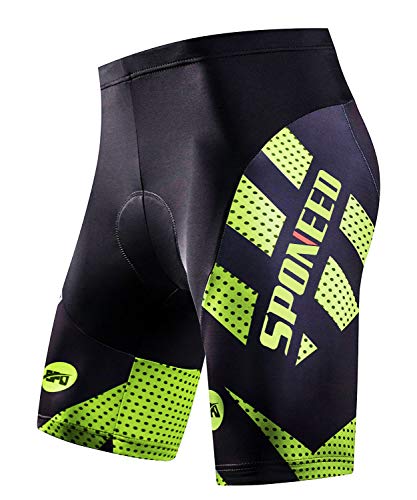sponeed Bicycle Shorts for Men Ourdoor Wear Road Bike Short ComfortableTights Bicycling Pants US L Green
