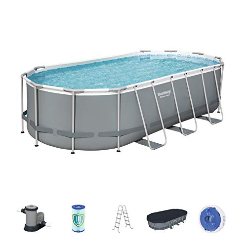 Bestway Power Steel 18 x 9 x 4 Foot Above Ground Swimming Pool Set with Pump