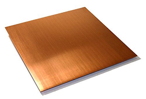 110 Copper Sheet, Unpolished (Mill) Finish, ASTM B152, 0.021' Thickness, 12' Width, 12' Length