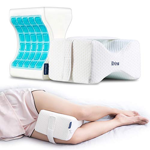 Elviros Knee Pillow for Side Sleepers with Cooling Gel Memory Foam, Orthopedic Leg Pillows Support Cushion for Pregnancy, Hip, Back, Spine Alignment & Pain Relief