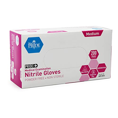 Medpride Medical Examination Nitrile Gloves| Medium Box of 200| Blue, Latex/Powder-Free, Non-Sterile Exam Gloves| Professional Grade for Hospitals, Law Enforcement, Tattoo Artists, First Response