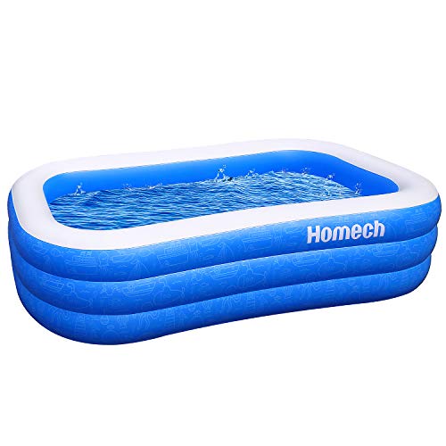 Homech Inflatable Swimming Pools, Inflatable Kiddie Pools, Family Lounge Pools, Family Swimming Pool for Kids, Adults, Babies, Toddlers, Outdoor, Garden, Backyard, 95 x 56 x 22 in, for Ages 3+