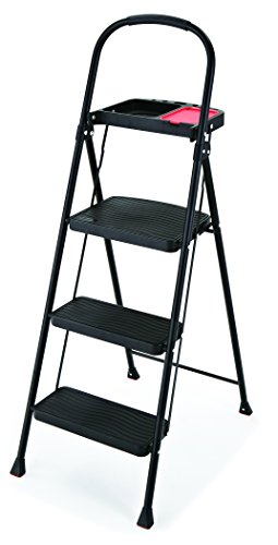 Rubbermaid RMS-3T 3-Step Steel Step Stool with Project Tray, 225-pound Capacity,Black