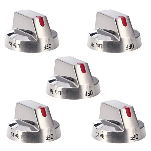 DG64-00473A Top Burner Control Dial Knob Range Oven replacement Stainless Steel Compatible with Samsung Range Oven Gas Stove Knob NX58F5700WS NX58H5600SS NX58H5650WS NX58J7750SS (5pcs)