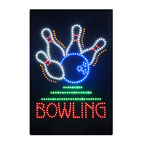 Bowling Open Sign for Business, Super Bright Electric Advertising Display Board for Bowling Alley Business Shop Store Window Home Bedroom