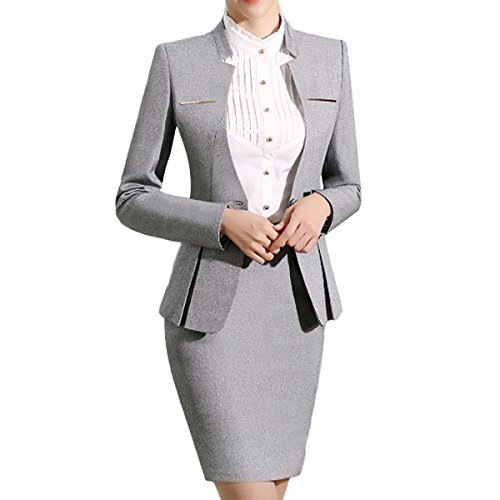 Women's 2 Piece Business Skirt Suit Set Office Lady Slim Fit Blazer and Skirt