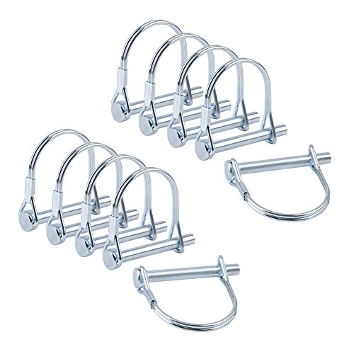 INCREWAY 10pcs Wire Lock Pin, 1/4' Heavy Duty Safety Coupler Shaft Locking Pin Hitch Pto Pin Round Loop Wire Lock Trailers Pin for Farm Lawn Garden