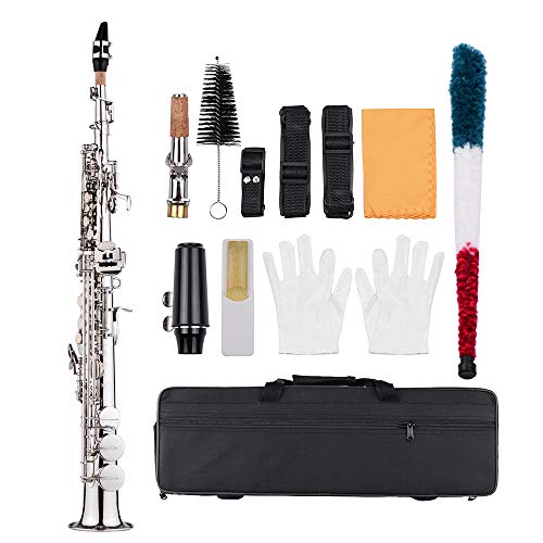 ammoon Soprano Saxophone SAX Bb Brass Lacquered Body and Keys