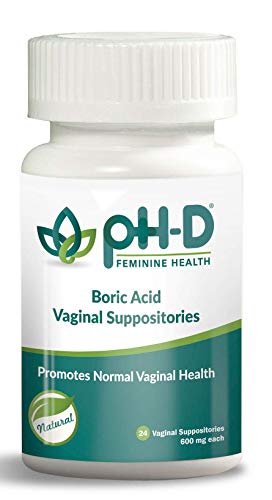 pH-D Feminine Health - Boric Acid Suppositories - Woman-Owned - Eliminates Odor from Menstruation, Exercise, Intimacy, & Menopause - 600 mg x 24 count
