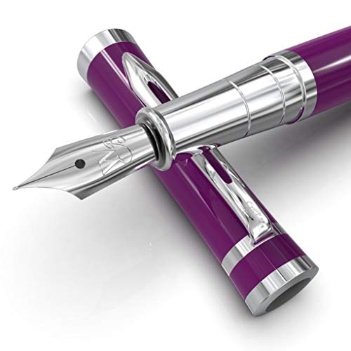Wordsworth & Black Fountain Pen Set[Velvet Purple]-Medium Nib-Journaling & Calligraphy-Smooth Writing Pen- 6 Free Ink Cartridges & Ink Refill Converter-Luxury Gift Case-Perfect for Men & Women