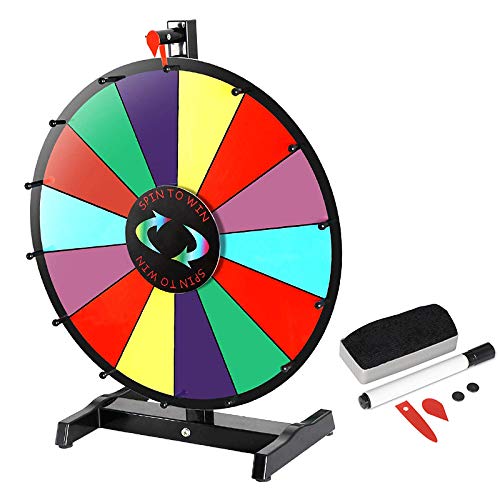 HomGarden 24 Inch Tabletop Color Spinning Prize Wheel 14 Slots Editable Classic Spin Win Prize Wheel Fortune Spin Game Casino Equipment